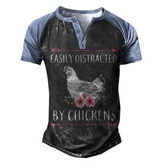 Easily Distracted By Chickens 2 Men's Henley Shirt Raglan Sleeve 3D Print T-shirt - Thegiftio UK