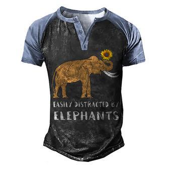 Easily Distracted By Elephants V2 Men's Henley Shirt Raglan Sleeve 3D Print T-shirt - Thegiftio UK