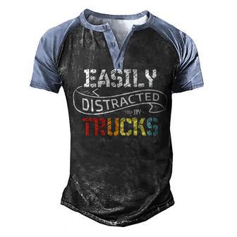 Easily Distracted By Trucks Cool Truck Lover Gifts Men's Henley Shirt Raglan Sleeve 3D Print T-shirt - Thegiftio UK