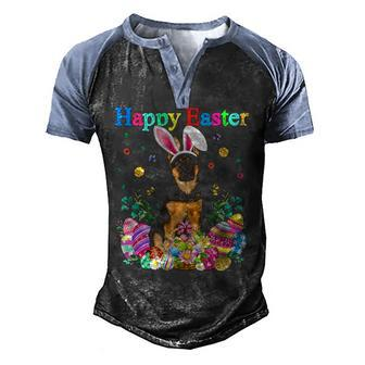 Easter Bunny German Shepherd Dog With Easter Eggs Basket Men's Henley Shirt Raglan Sleeve 3D Print T-shirt