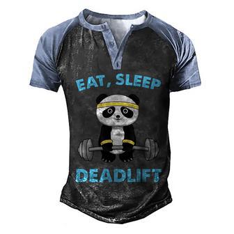 Eat Sleep Deadlift Panda Deadlift Workout Weightlifting Bodybuilding Cute Men's Henley Shirt Raglan Sleeve 3D Print T-shirt - Thegiftio UK