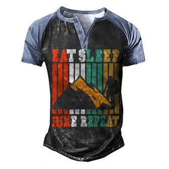 Eat Sleep Hiking T Men's Henley Shirt Raglan Sleeve 3D Print T-shirt - Thegiftio UK