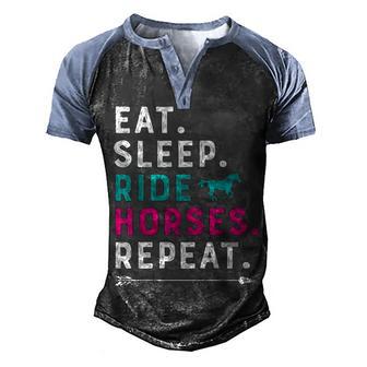 Eat Sleep Ride Horses Repeat V2 Men's Henley Shirt Raglan Sleeve 3D Print T-shirt - Thegiftio UK