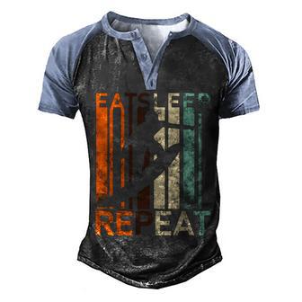 Eat Sleep Surf Repeat Graphic Design Printed Casual Daily Basic V2 Men's Henley Shirt Raglan Sleeve 3D Print T-shirt - Thegiftio UK