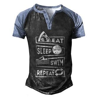 Eat Sleep Swim Repeat Gift Graphic Design Printed Casual Daily Basic Men's Henley Shirt Raglan Sleeve 3D Print T-shirt - Thegiftio UK