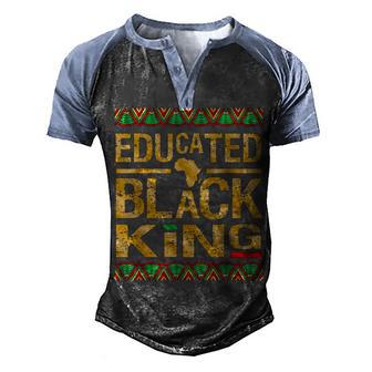 Educated Black King V2 Men's Henley Shirt Raglan Sleeve 3D Print T-shirt - Thegiftio UK