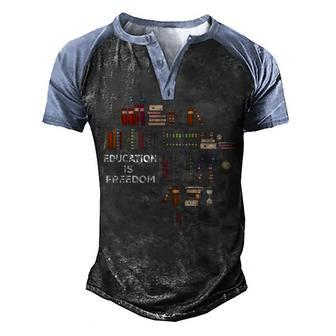 Education Is Freedom Book Reader Black History Month African Men's Henley Shirt Raglan Sleeve 3D Print T-shirt - Thegiftio UK