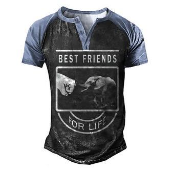 Elephant Best Friends For Life Men's Henley Shirt Raglan Sleeve 3D Print T-shirt - Thegiftio UK