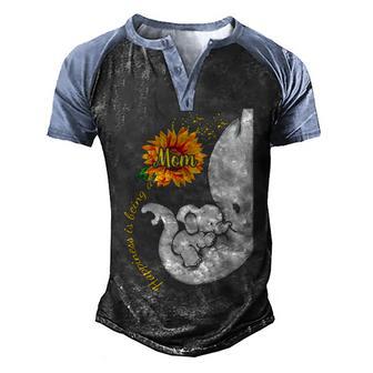 Elephant Happiness Is Being A Mom Men's Henley Shirt Raglan Sleeve 3D Print T-shirt - Thegiftio UK