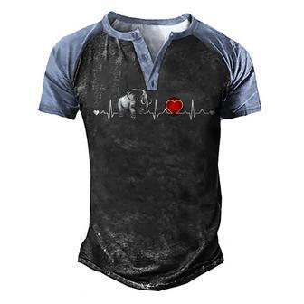Elephant Heartbeat V2 Men's Henley Shirt Raglan Sleeve 3D Print T-shirt - Thegiftio UK