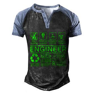 Engineer Definition Gift It Compuper Skills Multitasking Graphic Design Printed Casual Daily Basic V2 Men's Henley Shirt Raglan Sleeve 3D Print T-shirt - Thegiftio UK
