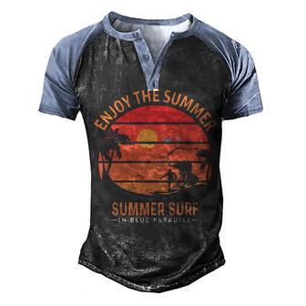 Enjoy The Summer Surf T Men's Henley Shirt Raglan Sleeve 3D Print T-shirt - Thegiftio UK
