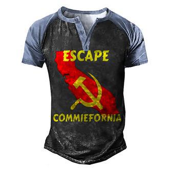 Escape Commiefornia Classic Men's Henley Shirt Raglan Sleeve 3D Print T-shirt - Thegiftio UK