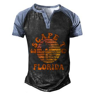 Escape To Florida Desantis Cool Gift Men's Henley Shirt Raglan Sleeve 3D Print T-shirt - Monsterry