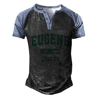 Eugene Oregon Or Vintage Athletic Sports Design Graphic Design Printed Casual Daily Basic Men's Henley Shirt Raglan Sleeve 3D Print T-shirt - Thegiftio UK