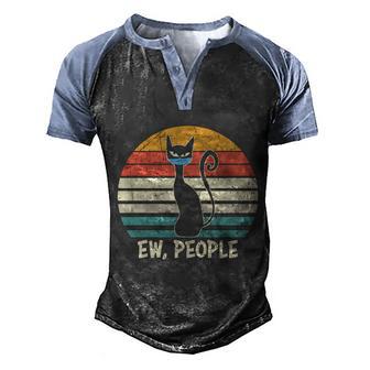 Ew People Black Cat Mask Min Men's Henley Shirt Raglan Sleeve 3D Print T-shirt - Thegiftio UK