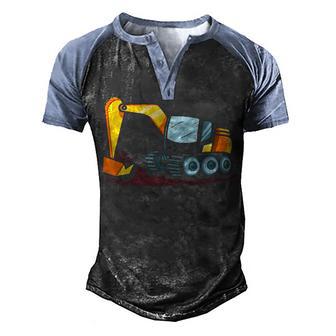 Excavator Heavy Equipment Digging Tractor Loader Print Kids Men's Henley Shirt Raglan Sleeve 3D Print T-shirt - Thegiftio UK