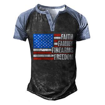 Faith Family Firearms Freedom Graphic Design Printed Casual Daily Basic Men's Henley Shirt Raglan Sleeve 3D Print T-shirt - Thegiftio UK