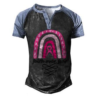 Faith Hope Cure Rainbow Pink Ribbon Breast Cancer Graphic Design Printed Casual Daily Basic Men's Henley Shirt Raglan Sleeve 3D Print T-shirt - Thegiftio UK