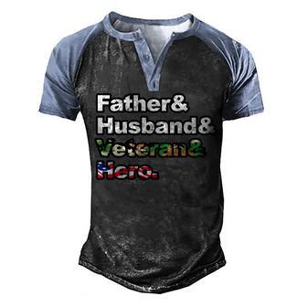 Father Husband Veteran Hero Graphic Design Printed Casual Daily Basic Men's Henley Shirt Raglan Sleeve 3D Print T-shirt - Thegiftio UK