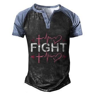 Fight Cross Heartbeat Breast Cancer Graphic Design Printed Casual Daily Basic Men's Henley Shirt Raglan Sleeve 3D Print T-shirt - Thegiftio UK