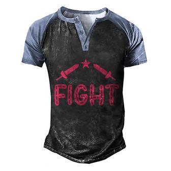 Fight Two Swords Breast Cancer Graphic Design Printed Casual Daily Basic Men's Henley Shirt Raglan Sleeve 3D Print T-shirt - Thegiftio UK