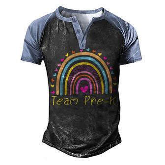 First Day Of Team Pre K Squad Crew Teacher Rainbow Men's Henley Shirt Raglan Sleeve 3D Print T-shirt - Thegiftio UK