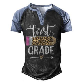 First Grade Leopard Pencil 1St Day Of School Teacher Student Men's Henley Shirt Raglan Sleeve 3D Print T-shirt - Thegiftio UK