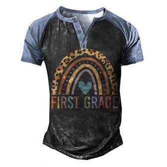 First Grade Rainbow Girls Boys Teacher Team 1St Grade Squad Men's Henley Shirt Raglan Sleeve 3D Print T-shirt - Thegiftio UK