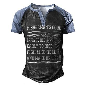 Fishermans Code Men's Henley Shirt Raglan Sleeve 3D Print T-shirt - Seseable