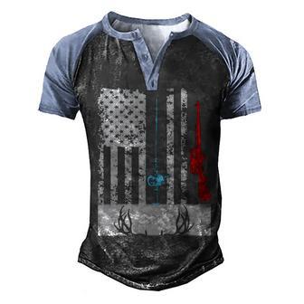Fishing And Hunting American Flag Men's Henley Shirt Raglan Sleeve 3D Print T-shirt - Thegiftio UK