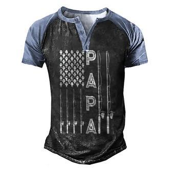 Fishing Papa American Flag Men's Henley Shirt Raglan Sleeve 3D Print T-shirt - Thegiftio UK