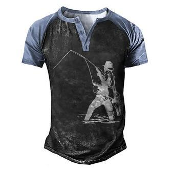 Fishing Partners - Men's Henley Shirt Raglan Sleeve 3D Print T-shirt - Seseable