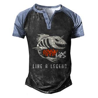 Fishing Rippin Lips Like A Legend Fish Bones Graphic Design Printed Casual Daily Basic Men's Henley Shirt Raglan Sleeve 3D Print T-shirt - Thegiftio UK