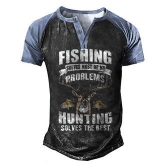 Fishing Solves My Problems Men's Henley Shirt Raglan Sleeve 3D Print T-shirt - Thegiftio UK