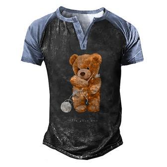 Fix Your Own Problems Teddy Bear | Quote Graphic Design Printed Casual Daily Basic Men's Henley Shirt Raglan Sleeve 3D Print T-shirt - Thegiftio UK
