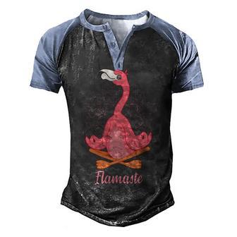 Flamaste I Namaste Flamingo Yoga Meditation Men's Henley Shirt Raglan Sleeve 3D Print T-shirt - Thegiftio UK