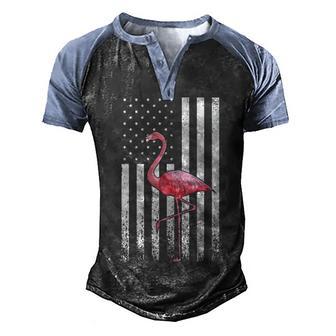 Flamingo American Flag 4Th Of July V3 Men's Henley Shirt Raglan Sleeve 3D Print T-shirt - Thegiftio UK