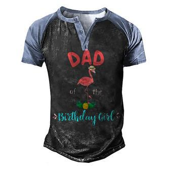 Flamingo Birthday Matching Mom Dad Group Outfit Men's Henley Shirt Raglan Sleeve 3D Print T-shirt - Thegiftio UK