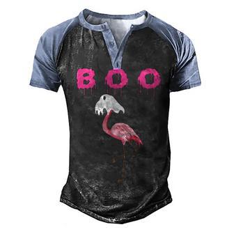 Flamingo Boo Ghost Flamingo Halloween Funny Gifts Graphic Design Printed Casual Daily Basic Men's Henley Shirt Raglan Sleeve 3D Print T-shirt - Thegiftio UK