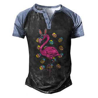 Flamingo Bunny Ears Glasses Eggs Easter Gift Men's Henley Shirt Raglan Sleeve 3D Print T-shirt - Thegiftio UK