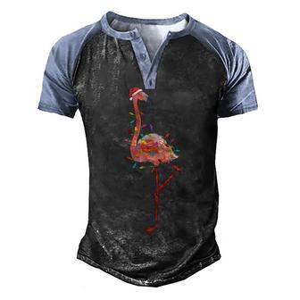 Flamingo Christmas Light Ornament 2 Men's Henley Shirt Raglan Sleeve 3D Print T-shirt - Thegiftio UK