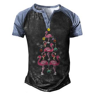 Flamingo Christmas Tree Ornament 2 Men's Henley Shirt Raglan Sleeve 3D Print T-shirt - Thegiftio UK