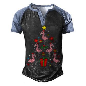 Flamingo Christmas Tree Ornament 3 Men's Henley Shirt Raglan Sleeve 3D Print T-shirt - Thegiftio UK