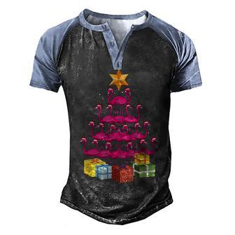 Flamingo Christmas Tree Ornament 5 Men's Henley Shirt Raglan Sleeve 3D Print T-shirt - Thegiftio UK
