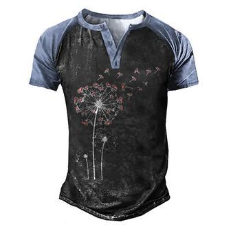 Flamingo Dandelion Flower V2 Men's Henley Shirt Raglan Sleeve 3D Print T-shirt - Thegiftio UK