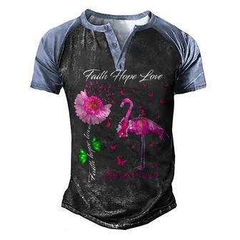 Flamingo Faith Hope Love Breast Cancer Awareness Men's Henley Shirt Raglan Sleeve 3D Print T-shirt - Thegiftio UK
