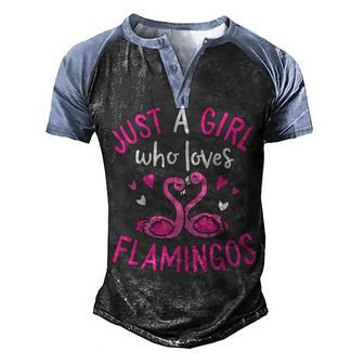 Flamingo Just A Girl Who Loves Flamingos Men's Henley Shirt Raglan Sleeve 3D Print T-shirt - Thegiftio UK