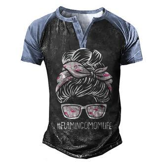Flamingo Mom Life Mothers Day Gift Men's Henley Shirt Raglan Sleeve 3D Print T-shirt - Thegiftio UK