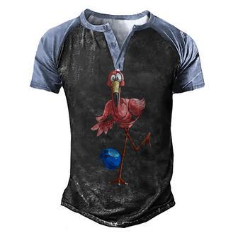 Flamingo Playing Bowling Men's Henley Shirt Raglan Sleeve 3D Print T-shirt - Thegiftio UK